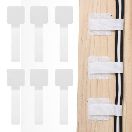 60Pcs Hook and Loop Cable Ties Self Adhesive Cable Straps Reusable Wire Organizers for Cords, Nylon Cables Organizer Clips for Office and Home Use(White)