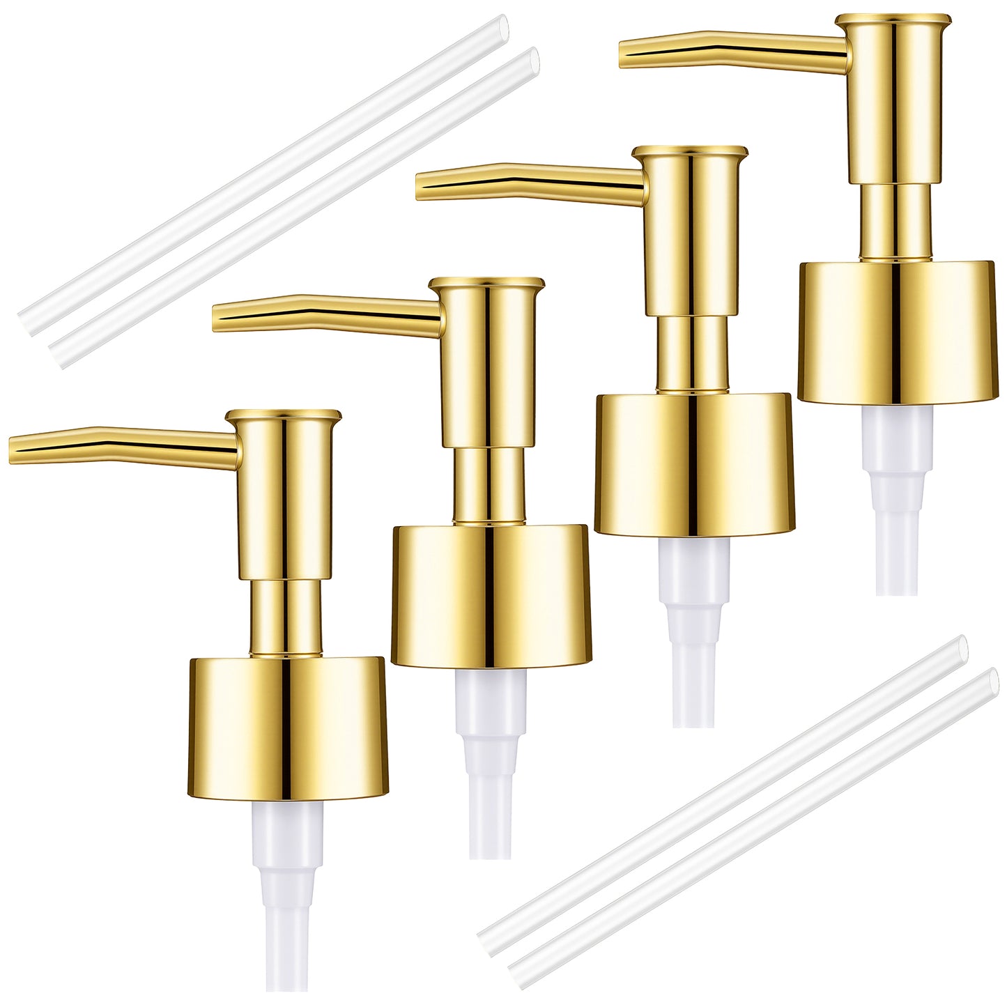 Gold Soap Dispenser Pump Replacement, Universal 28/410 Neck Size, For Lotion, Shampoo, Conditioner And Foaming Soap Bottles, 4 Pack
