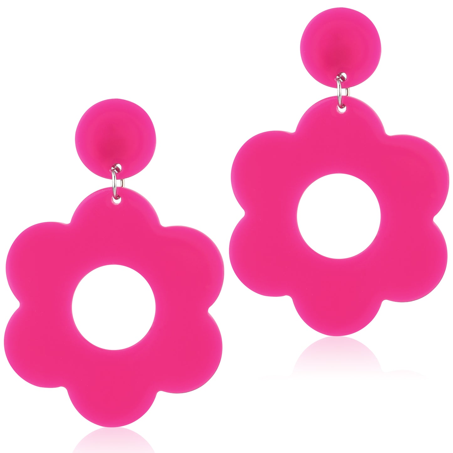 Acrylic Flower Earrings 60s 70s Flower Earrings Retro Flower Earrings Daisy Earrings Cute Floral Earrings Dangle Flower Earrings for Women Girls (Rose red)