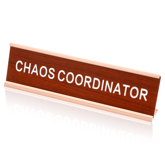 Chaos Coordinator Gifts Funny Desk Signs Chaos Coordinator Desk Sign For Office Novelty Nameplate Decor for Coworker Office Home Gift Supply Women Men 7.87x2.24in Gold