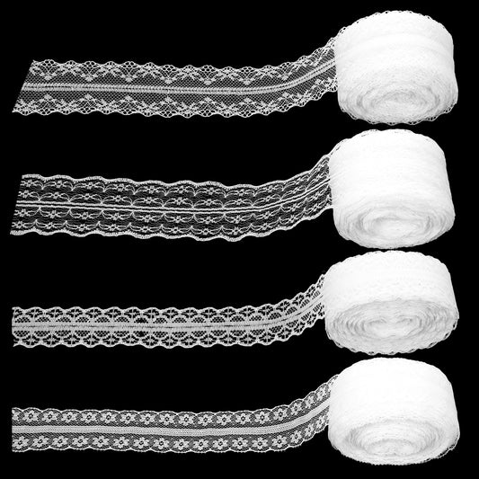 60 Yards White Lace Trim Ribbon,00inch Wide Ribbon Lace, Fabric Floral Vintage Pattern Roll LaceTrim for Sewing,Gift Wrapping,Wedding Decoration,DIY Crafts