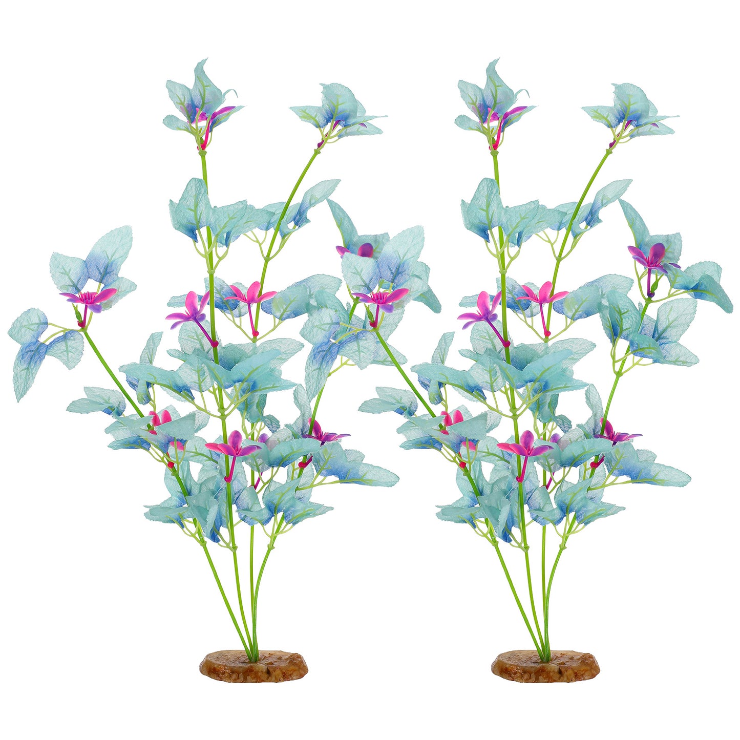 HaiFafafaing 2Pcs Silk Aquarium Plants- 13" Cyan Silk Plants for Fish Tank, Goldfish Tall Fish Tank Decorations & Freshwater Betta Habitat- Gift for Miniature Eco Enthusiasts