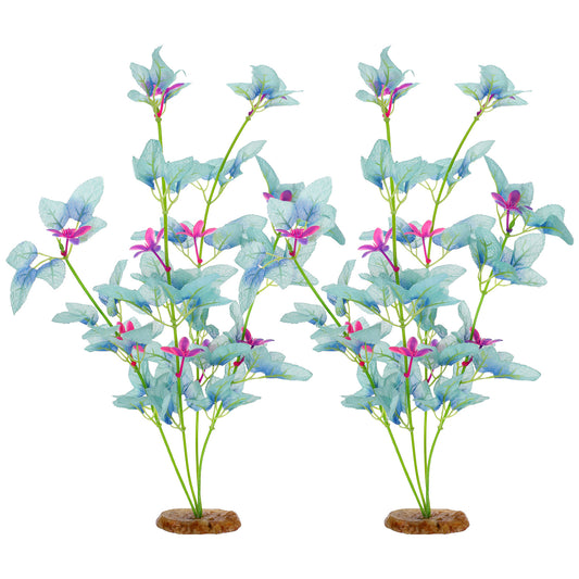 HaiFafafaing 2Pcs Silk Aquarium Plants- 13" Cyan Silk Plants for Fish Tank, Goldfish Tall Fish Tank Decorations & Freshwater Betta Habitat- Gift for Miniature Eco Enthusiasts
