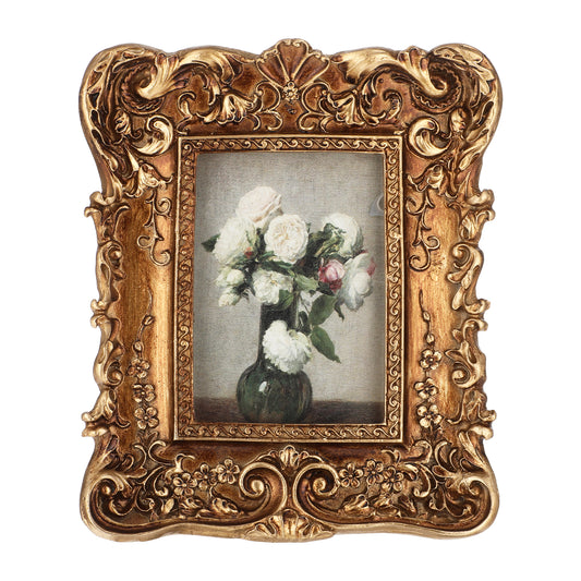 Gold Vintage Picture Frames, Antique Ornate Small Picture Frame for 2x3 Inch Photos, Gold Vintage Frames with Hooks and Easel Stand, Victorian Decor for Gallery Wall and Tabletop