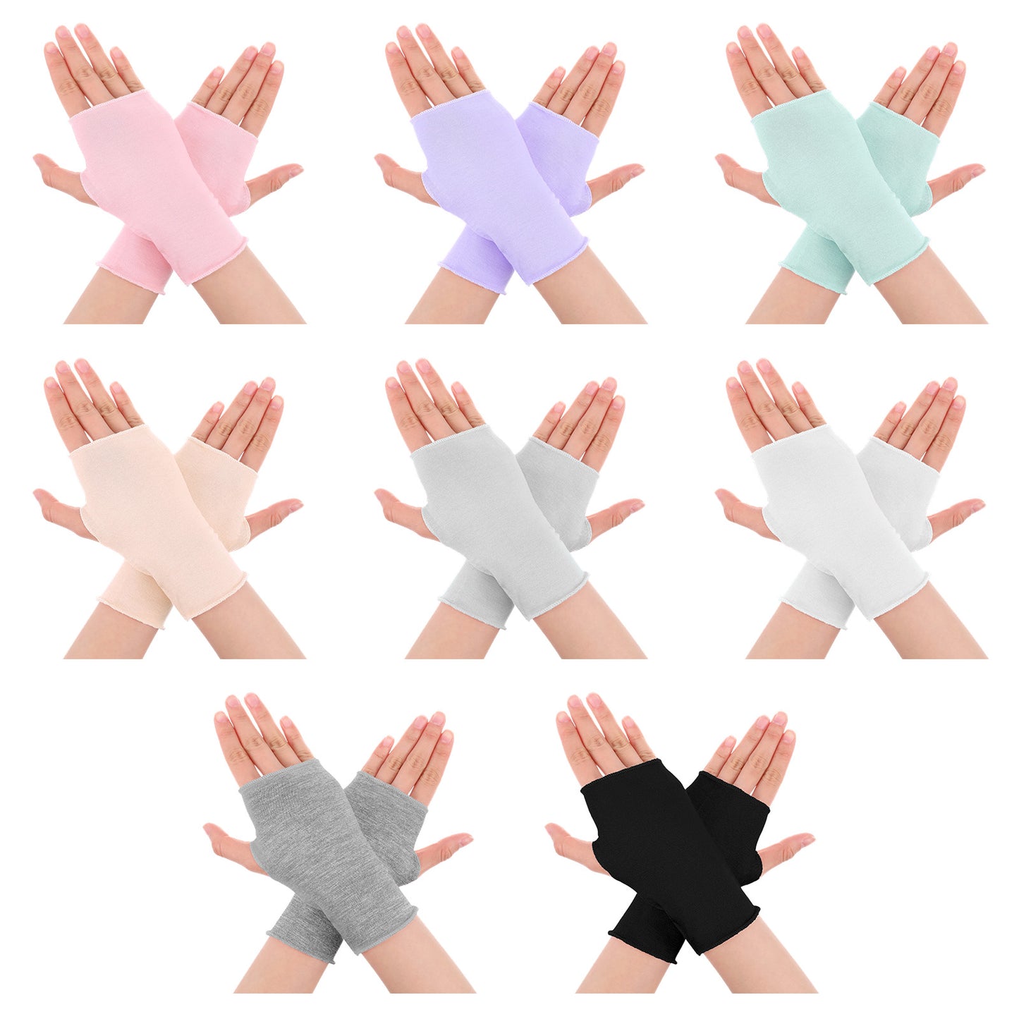 Yolev 8 Pairs Sun Protection Gloves for Women Fingerless Gloves Summer UV Gloves Non Slip Sunblock Driving Glove for Women Outdoor Sports Summer Driving Biking Activities