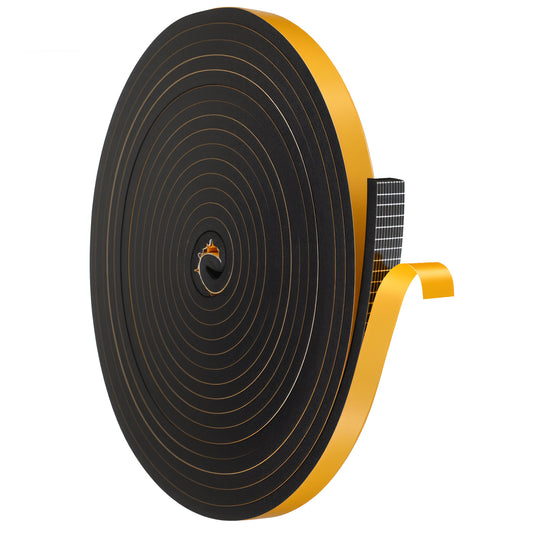 Self Adhesive Foam Tape Weatherstrip, 1/2in x 1/4in x 21ft, High Density Neoprene Sponge Foam Insulation Strips, Strong Adhesive Seal Weather Stripping for Door Window Soundproofing
