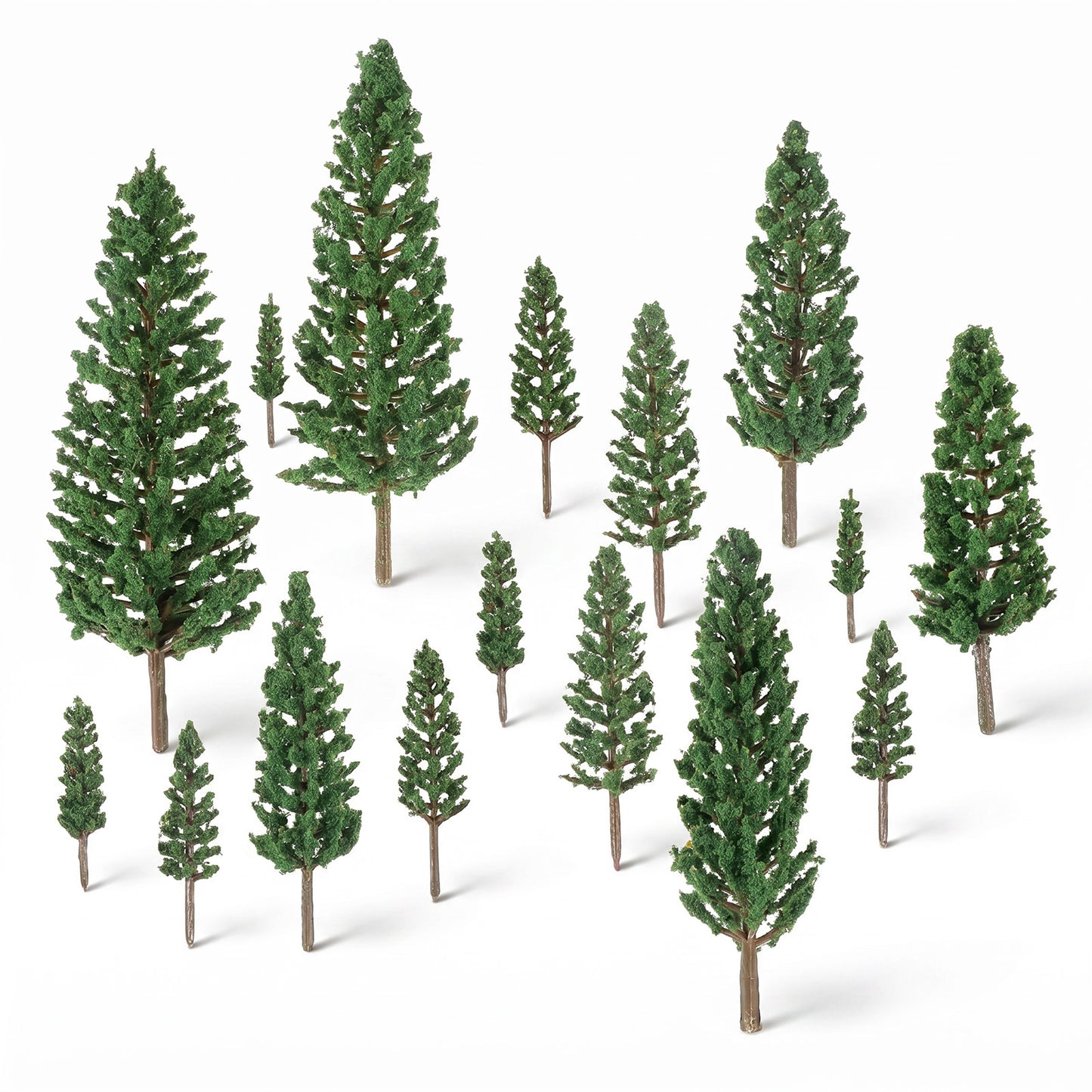 Yykazqe 16 Pcs Model Pine Trees, 1.4-6.3 Inch Mixed Miniature Trees Railroad Scenery Diorama Tree, Diorama Supplies Fake Tree Landscape Trees for Building Model DIY Crafts Topper Scenery