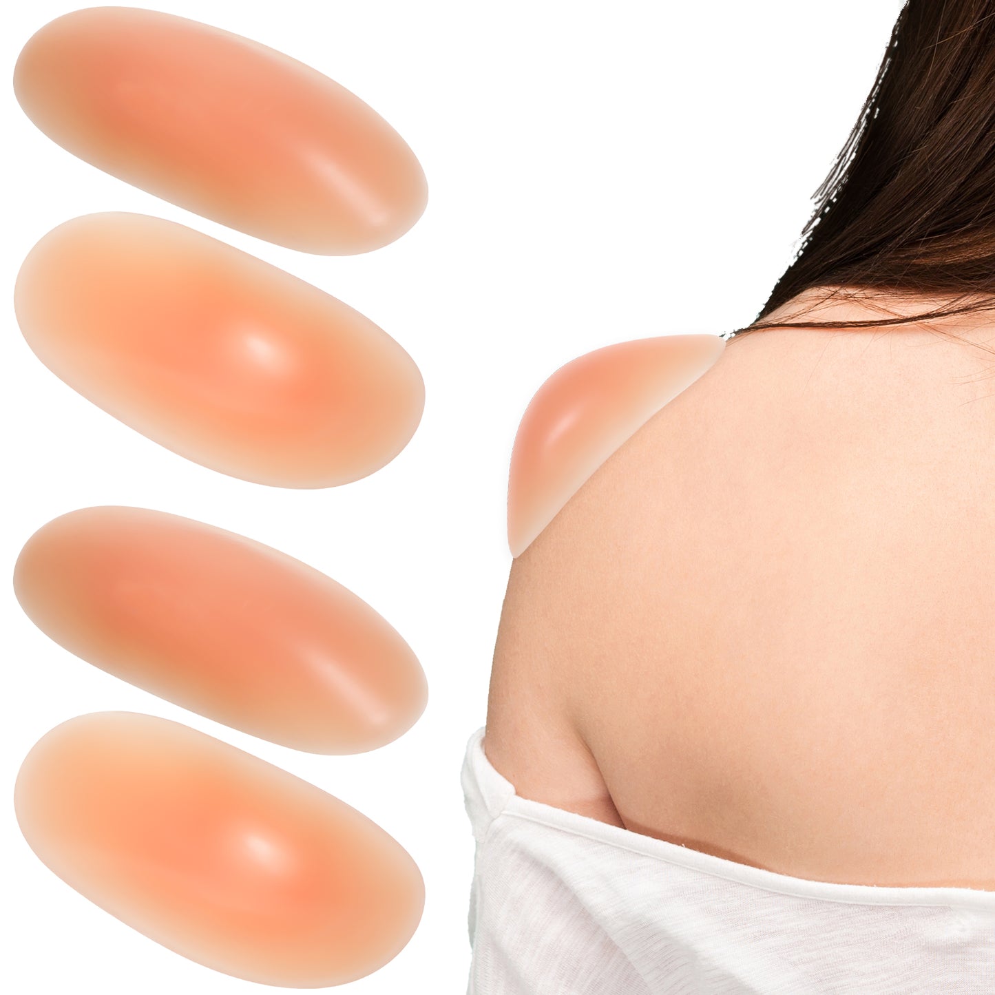 Tucnoeu Shoulder Pads for Womens Clothing 2 Pairs Anti-Slip Shoulder Push-Up Pads Silicone Shoulder Pads Soft Reusable Shoulder Enhancer Shoulder Pads (Skin Color)