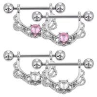 Tucnoeu 2 Sets Nipple Rings Flower Nipple Bars, Stainless Steel Flower Barbell Nipples Rings Set, Nipplerings Piercing Jewelry for Women