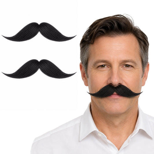 Classic Fake Mustaches,Realistic Mustache,Self Adhesive Fake Facial Hair for Cosplay Costumes and Halloween Parties (Brown)