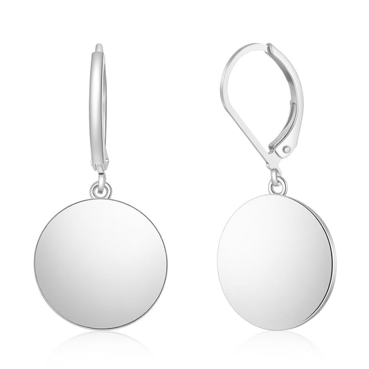 Telooco Drop Earrings for Women Disc Leveback Earrings for Women Fashionable Simple Versatile Light Luxury Style Small Disc Pendant Earring(Silver)