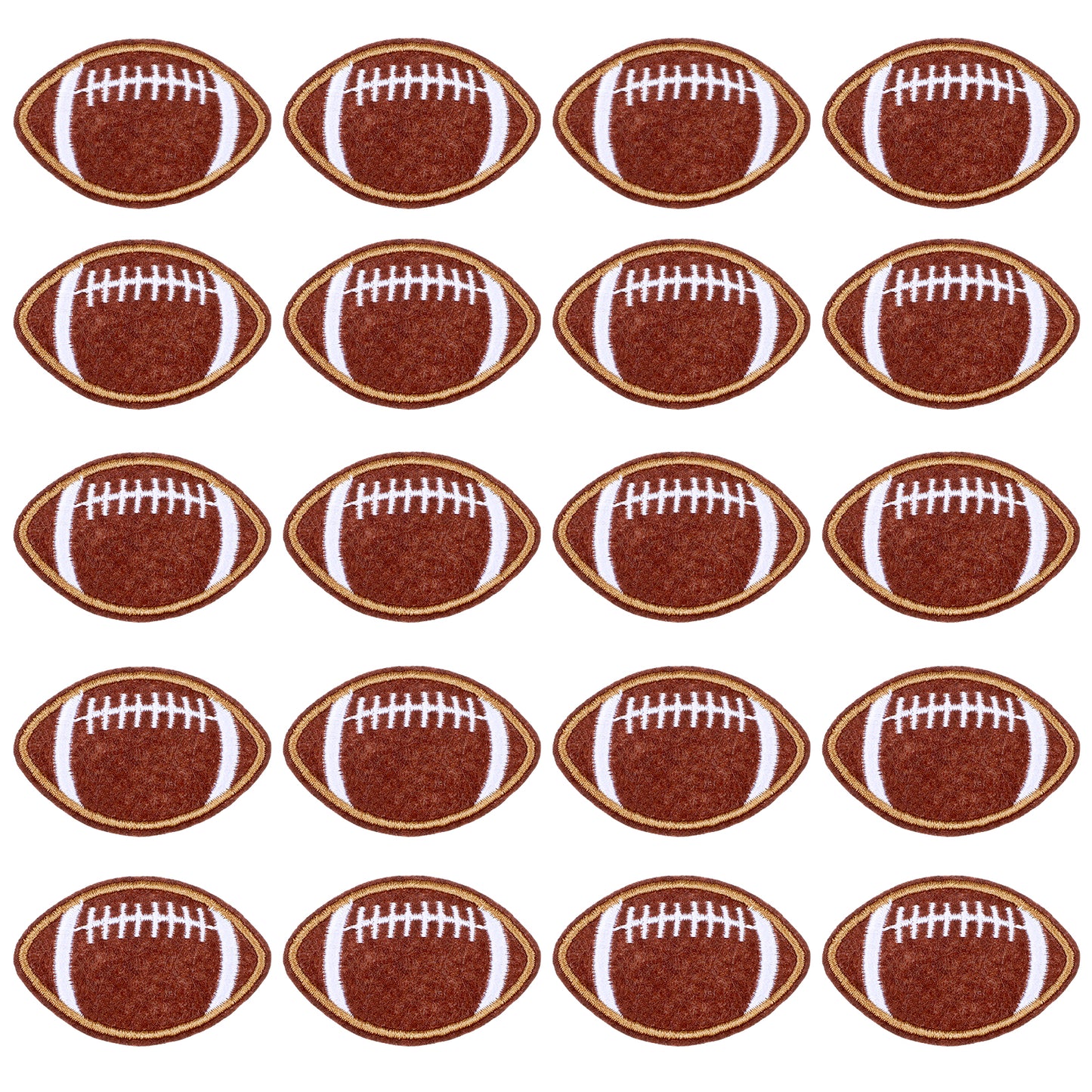 Yolev 20pcs Football Patches, Rugby Embroidered Iron on and Sew on Patches Gold Edges Applique Football Sports Embroidery for Bags, Jackets, Jeans, Clothes DIY Patches