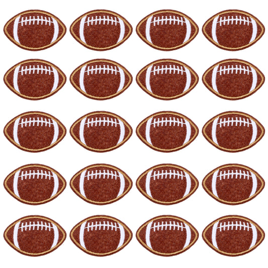 Yolev 20pcs Football Patches, Rugby Embroidered Iron on and Sew on Patches Gold Edges Applique Football Sports Embroidery for Bags, Jackets, Jeans, Clothes DIY Patches