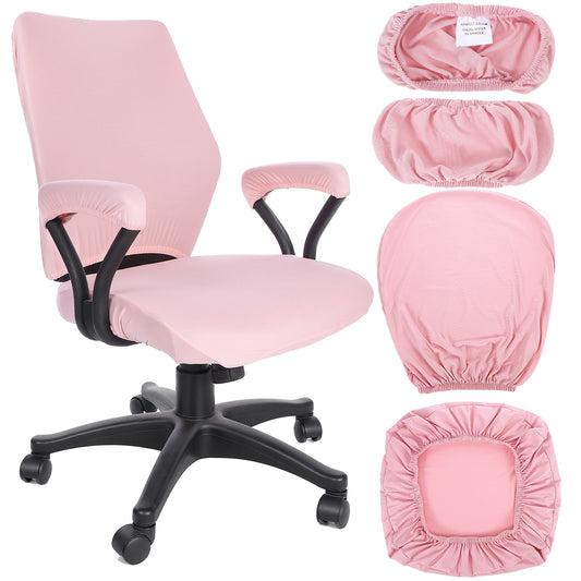 Yolev 4 PCS Office Chair Covers Set,Universal Protective Desk Chair Covers, Stretchable Office Chairs Seat Cover with Armrest Cover,Slipcovers Pads,Cushion Backrest for Rotating (Medium,Black)