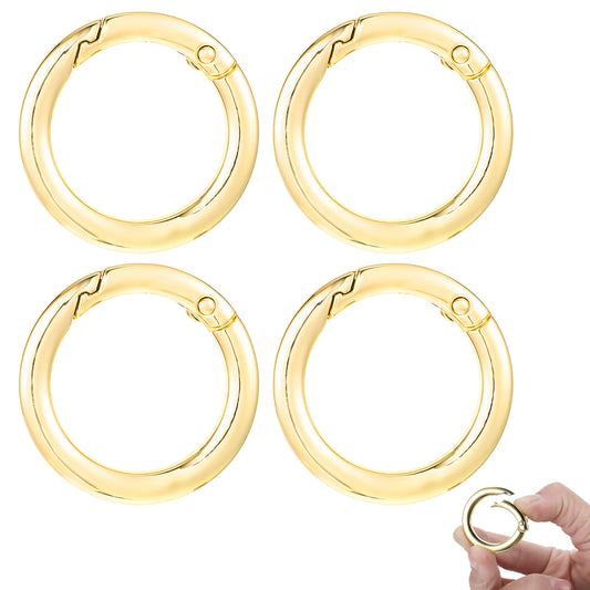Tucnoeu 2 Pcs O Ring for Purse Strap, 1 Inch Spring Rings for Handbag & Keys, Durable Zinc Alloy Metal, Gold(Gold)