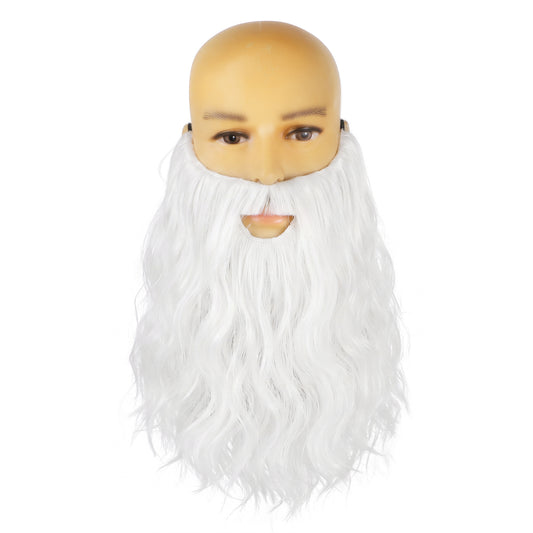 Yolev Wizard Beard Curly Long White Fake Beard Costume Fake Mustache