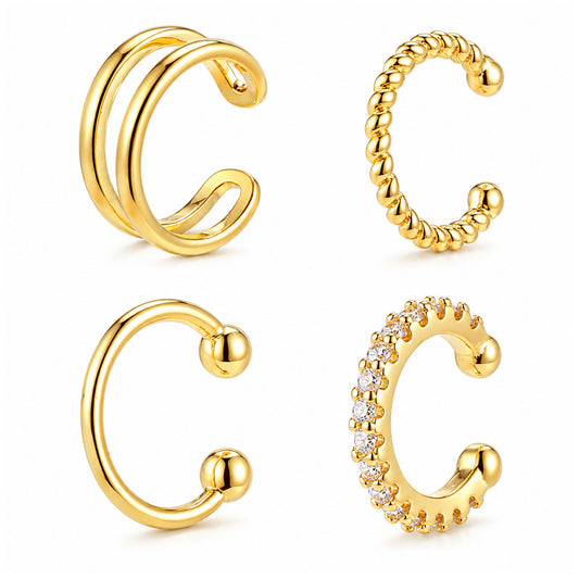 HekouJiub 4 Pairs Ear Cuffs for Women Non Piercing Adjustable Ear Cuffs