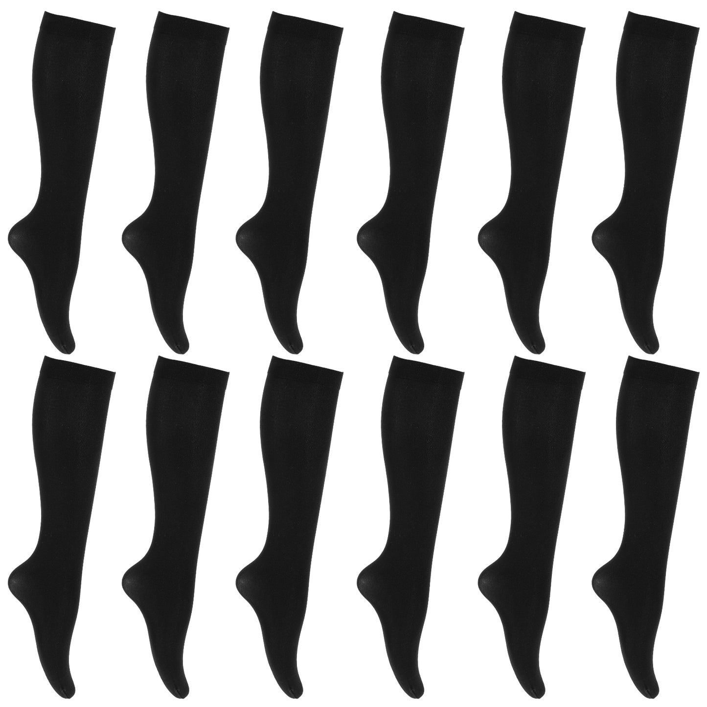 Neyauo Women's Opaque Stretchy Nylon Knee High Socks, 6 Pairs, One Size Fits Most, Lightweight, Breathable, Comfortable, Black