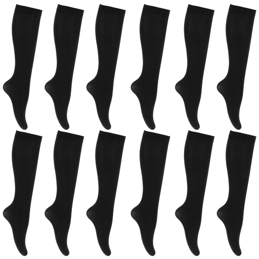 Neyauo Women's Opaque Stretchy Nylon Knee High Socks, 6 Pairs, One Size Fits Most, Lightweight, Breathable, Comfortable, Black