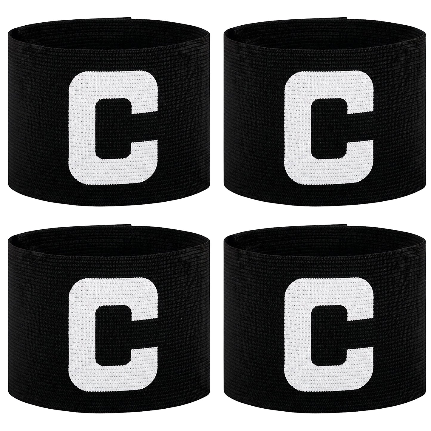 Josojoou 5Pcs Soccer Captain Armband Elastic Nylon Protective Arm Badge Adjustable Captain Arm Bands for Adult Youth Soccer Volleyball Team(Black)