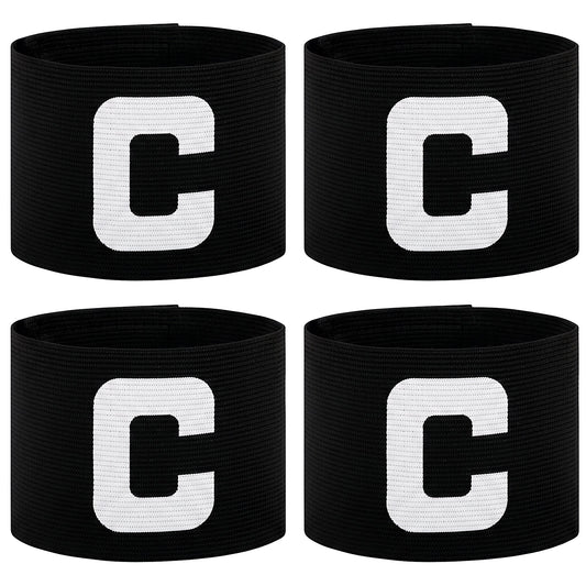Josojoou 5Pcs Soccer Captain Armband Elastic Nylon Protective Arm Badge Adjustable Captain Arm Bands for Adult Youth Soccer Volleyball Team(Black)