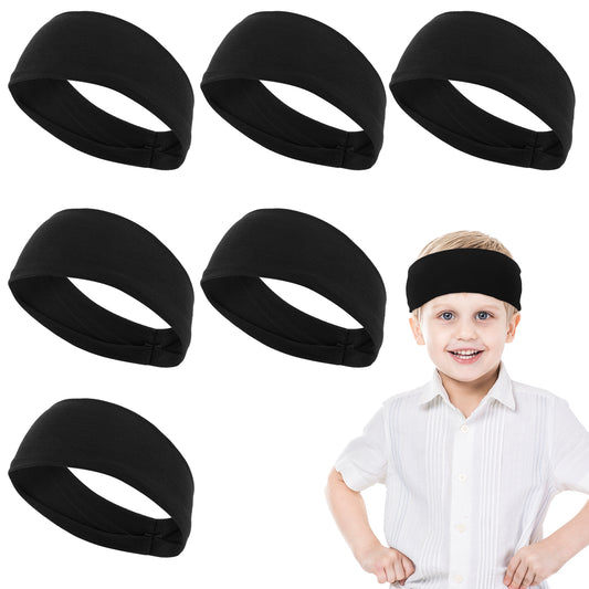Lusofie 6 Pcs Boys Headbands for Sports Boys Elasticity Sports Headbands for Boys Black Boy Headbands for Basketball Football Long Hair Sweat-Absorbing Headbands