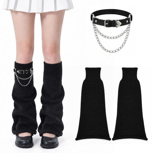 1 Pair Flared Slouchy Knit Leg Warmers with Adjustable Harness, Leg Warmers