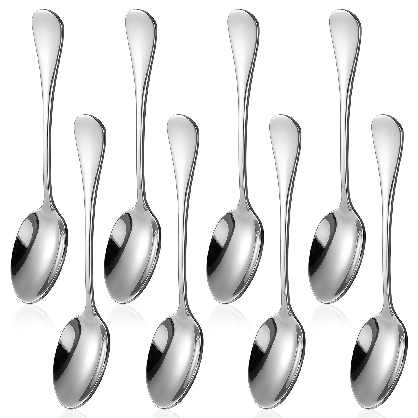 8 Pcs Mini Stainless Steel Spoons, Small Espresso Spoons Mini Spoon for Spice Jars, Easy to Clean & Hold for Sugar, Salt, and Honey, Silver