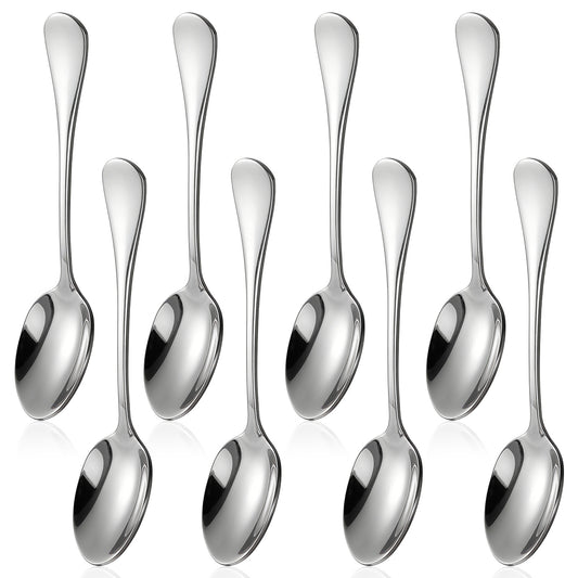 8 Pcs Mini Stainless Steel Spoons, Small Espresso Spoons Mini Spoon for Spice Jars, Easy to Clean & Hold for Sugar, Salt, and Honey, Silver