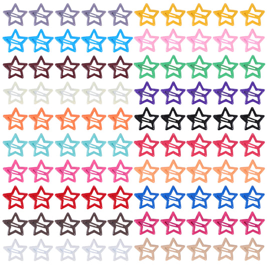100pcs Star Clips Hair Snap Star Barrettes 20 Candy Colors Y2k Hair Clips, Dopamine Mixed Color Cute Five-Stars Clip for Crushing Hairs Fringe Side