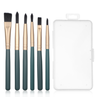 6 Pcs Mini Travel Paint Brush Set – Portable Watercolor Brushes with Flat & Round Tips for Watercolour, Oil, Acrylic Painting – Small Artist Paintbrushes for Field Sketching, Gouache