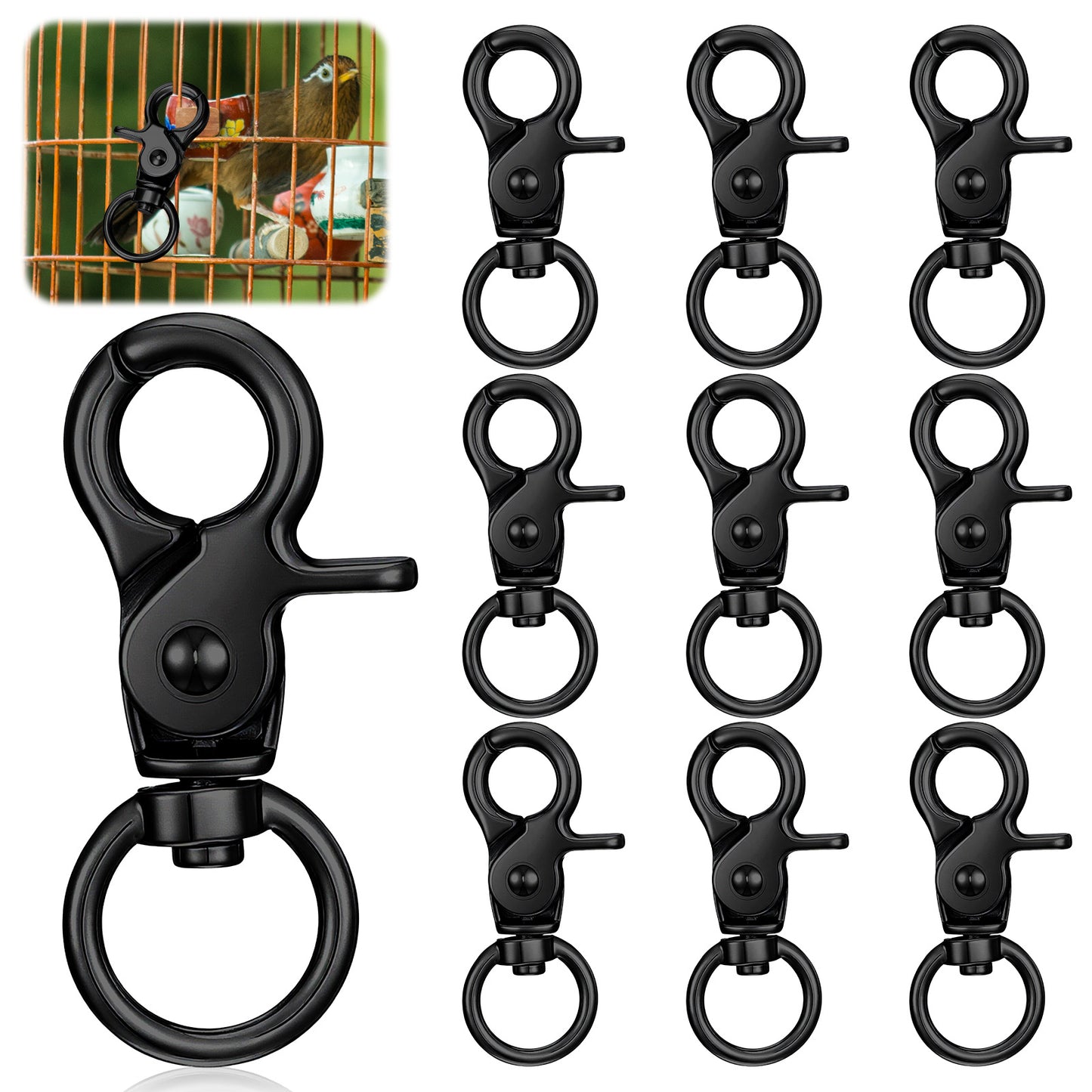 10 Pcs Swivel Snap Hooks Zinc Alloy Lobster Clasp Spring Swivel Clip Heavy Duty Metal Clasps Lanyard Clips for Key Chains, Bird Cage, Purse Bag, Dog Leash and Crafts Making(1.83'' x 0.87'')