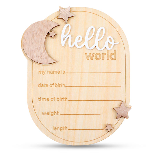 Lusofie Baby Announcement Sign Wooden Moon And Stars Welcome Baby Sign Baby Name Sign For Baby Announcement Birth Announcement Sign For Photo Props Baby Shower Hospital Nursery