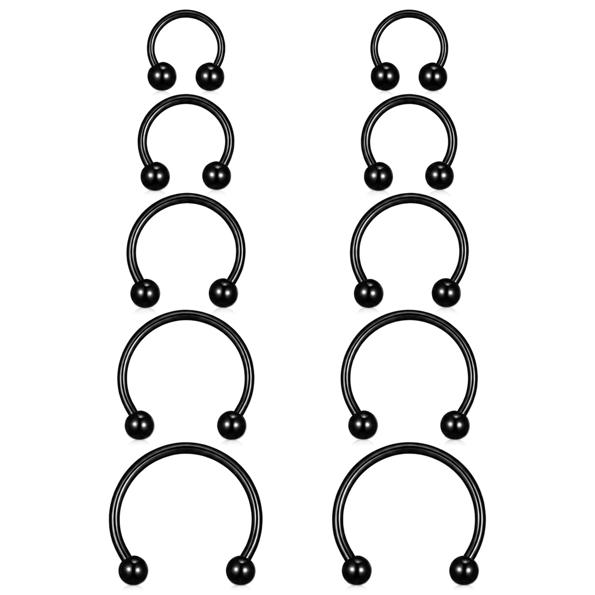 10pcs Horseshoe Septum Ring 16G Black Septum Jewelry Stainless Steel