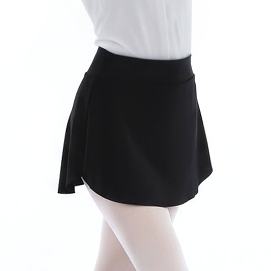 Lusofie Black Ballet Skirt with Side Split Opaque Pull On Ballet Skirts for Women Short Elastic Dance Skirt for Adult Girls(Black,M)