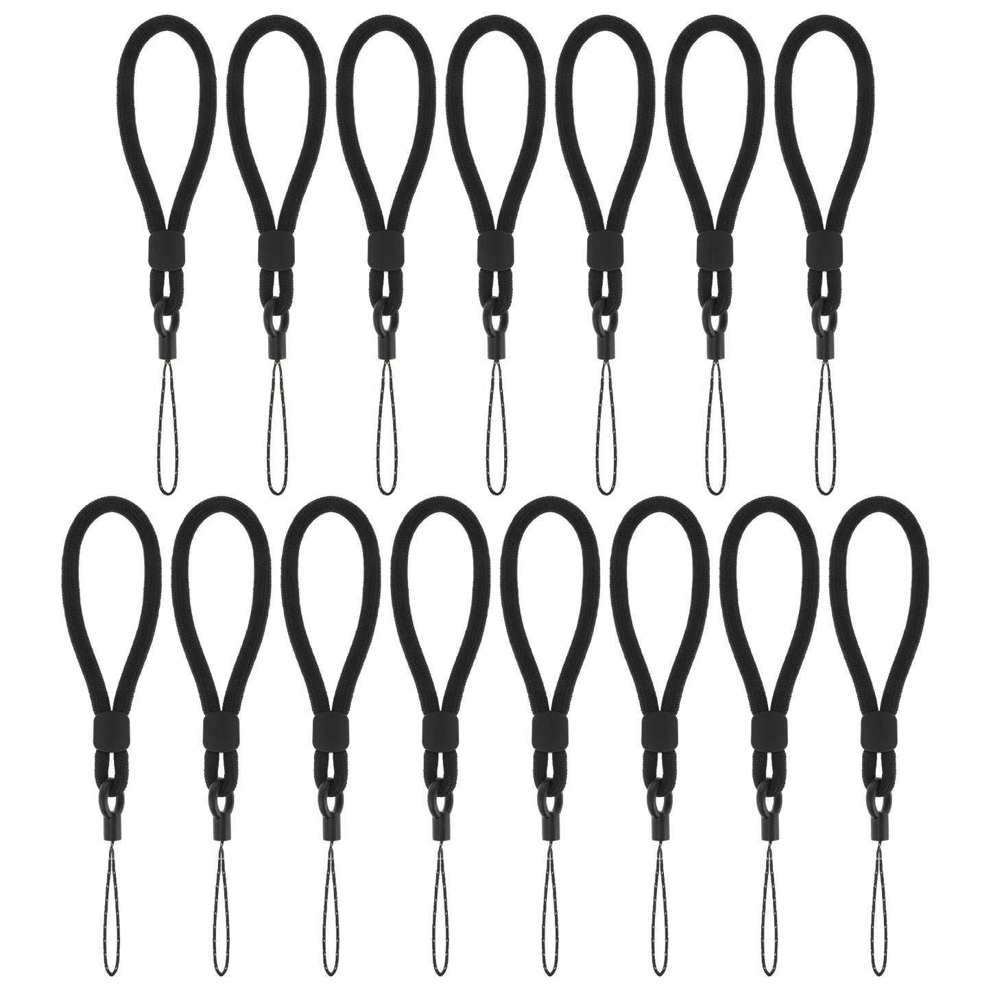 HekouJiub 15Pcs Black Lanyard Ring Lanyards Adjustable Finger Strap 5.9 Inch Short Rope small Lanyards for Keys Phone Cases ID Name Tag Badge