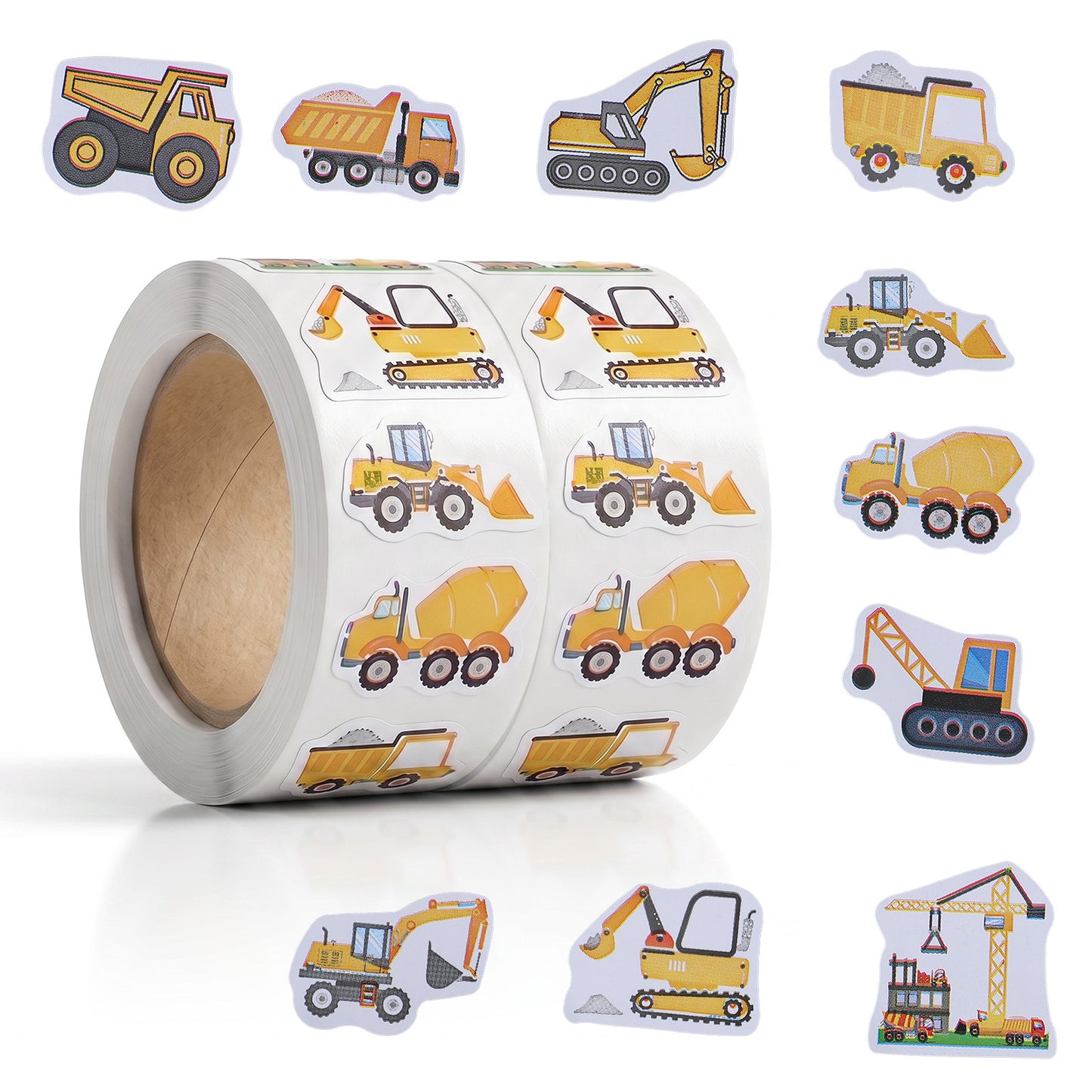 Truck Stickers, 1000Pcs/2 Rolls Construction Vehicle Stickers Self-Adhesive for Excavators