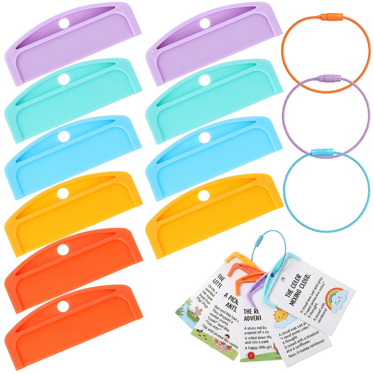 10Pcs Yoto Card Holder with Rings with 3 Rings, Card Holder Storage Case