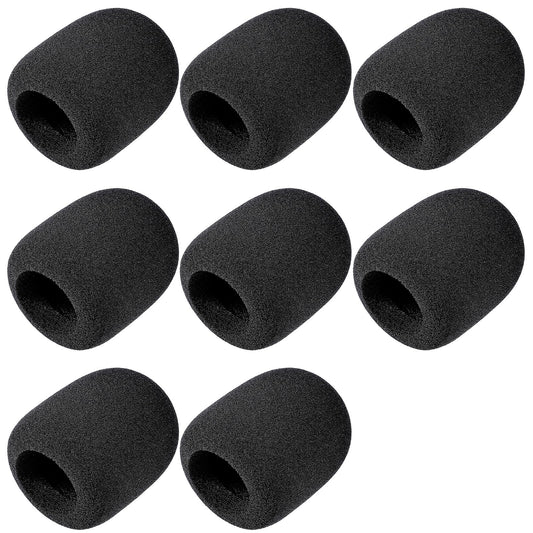 Telooco 8Pcs Microphone Foam Covers Black Thick Handheld Stage Microphone Windscreen Reusable Mic Covers for Microphones High Density Pop Filter for Microphone Foam