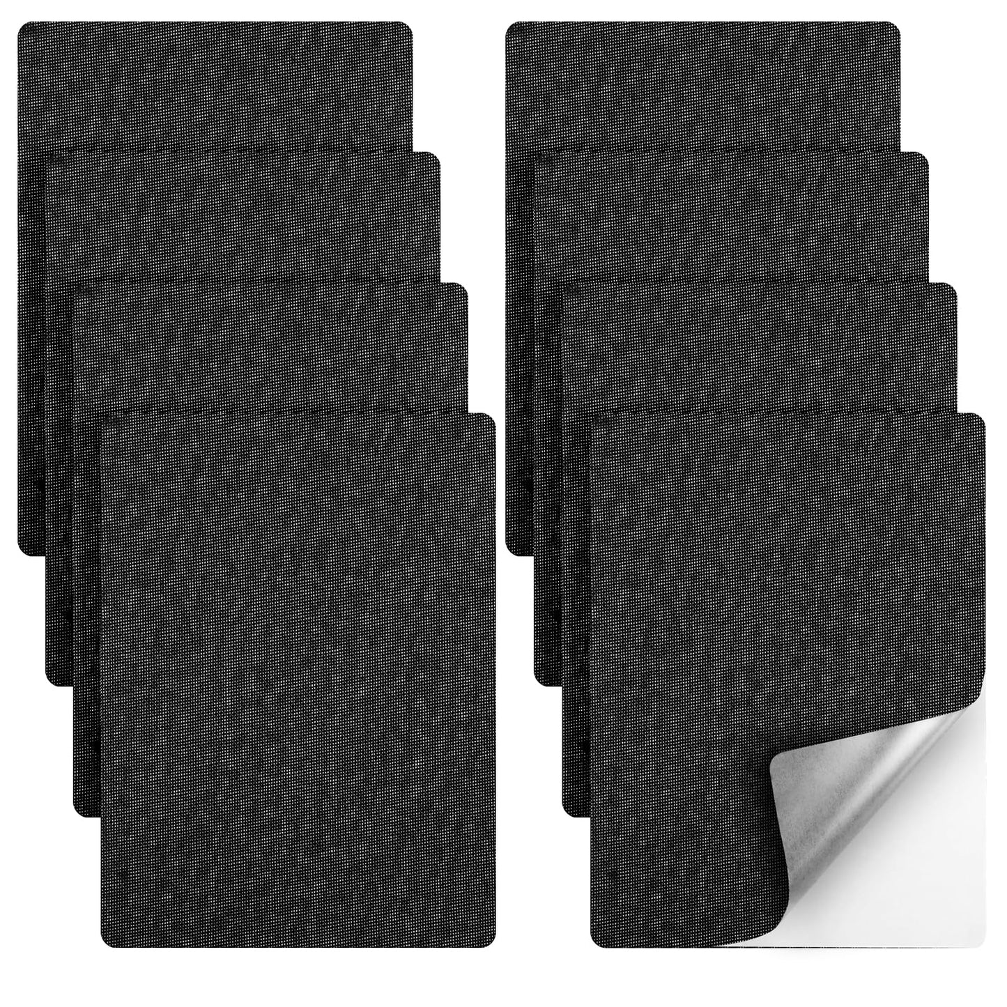 8Pcs Fabric Repair Patch Linen Self Adhesive Fabric Repair Tape 8 X 6 Inch Leather Repair Patch Car Seat Repair Kit Fabric for Upholstery,Furniture,Car Seats,Chair,Sofa,Clothing,Crafts(Black)