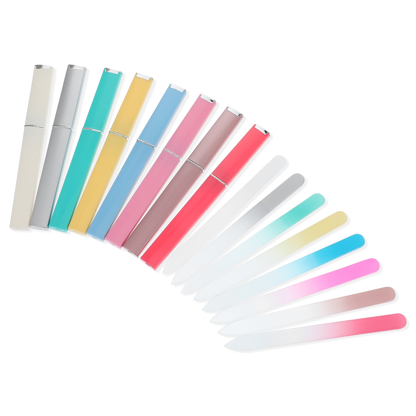 8 Pack Glass Nail Files with Case Double Sided Etched Crystal Nail File Professional Glass Files for Nails 8 Colors Macaron Gradient Buffers Nails Care Tool Gifts for Women Travel Gifts Package