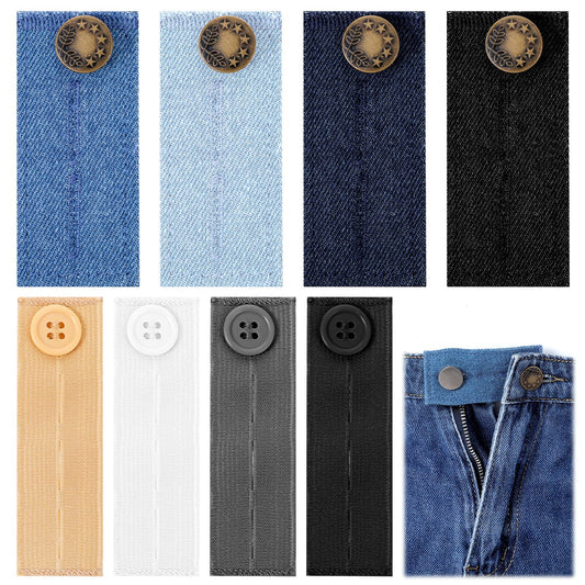 8 Pcs Waistband Extender, Adjustable Button Extenders for Trousers 8 Colors Elastic Trouser Waist Extender for Pants Jeans
