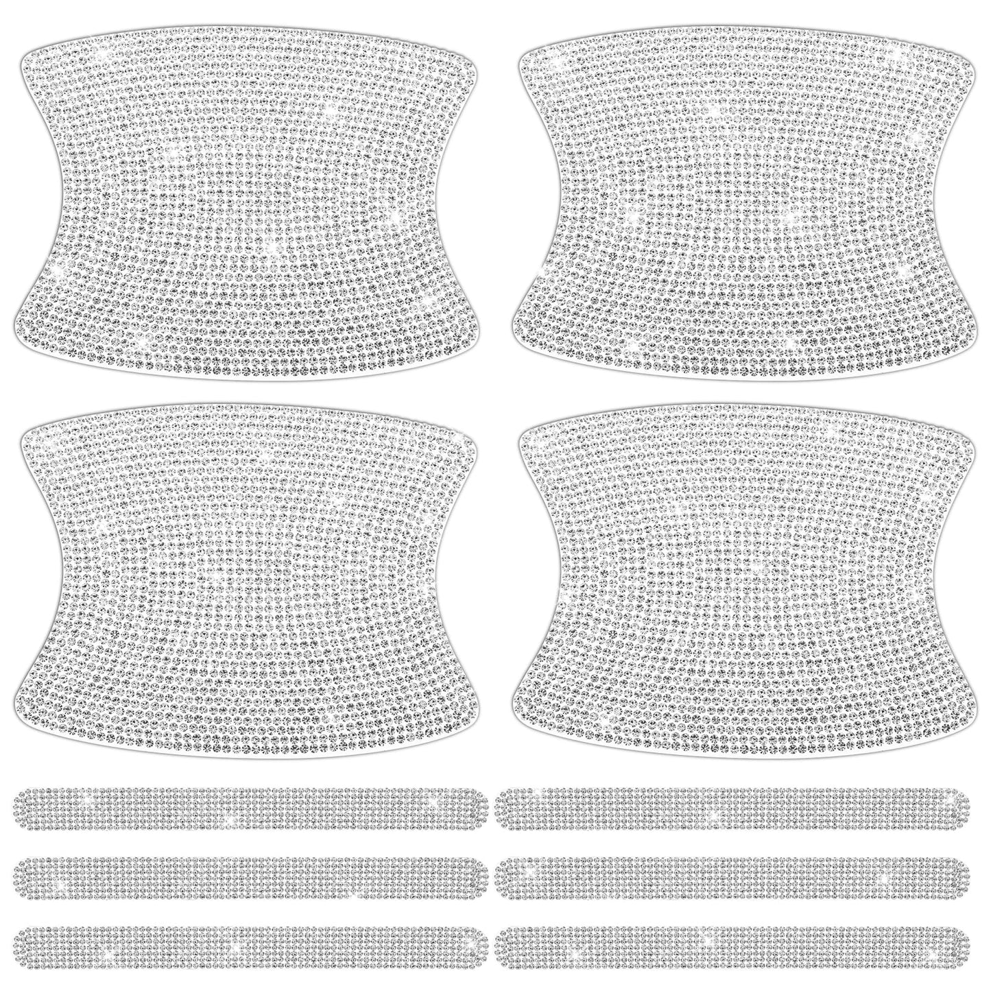 Lusofie 10PCS Glitter Rhinestone Car Door Handle Protector Sticker Bling Transparent Non-Marking Universal Decals Scratch Paint Car Accessories for Woman & Man