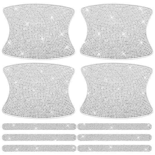 Lusofie 10PCS Glitter Rhinestone Car Door Handle Protector Sticker Bling Transparent Non-Marking Universal Decals Scratch Paint Car Accessories for Woman & Man