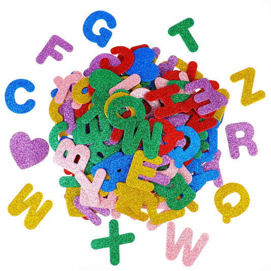 Lusofie 156 Pcs Letter Stickers Foam Glitter Stickers Alphabet Self-Adhesive A-Z Sticky Letters Foam Letters for Crafts Kids DIY Craft Art Birthday Party Decorations (1.38 x 1.77inch, 8 Colors)