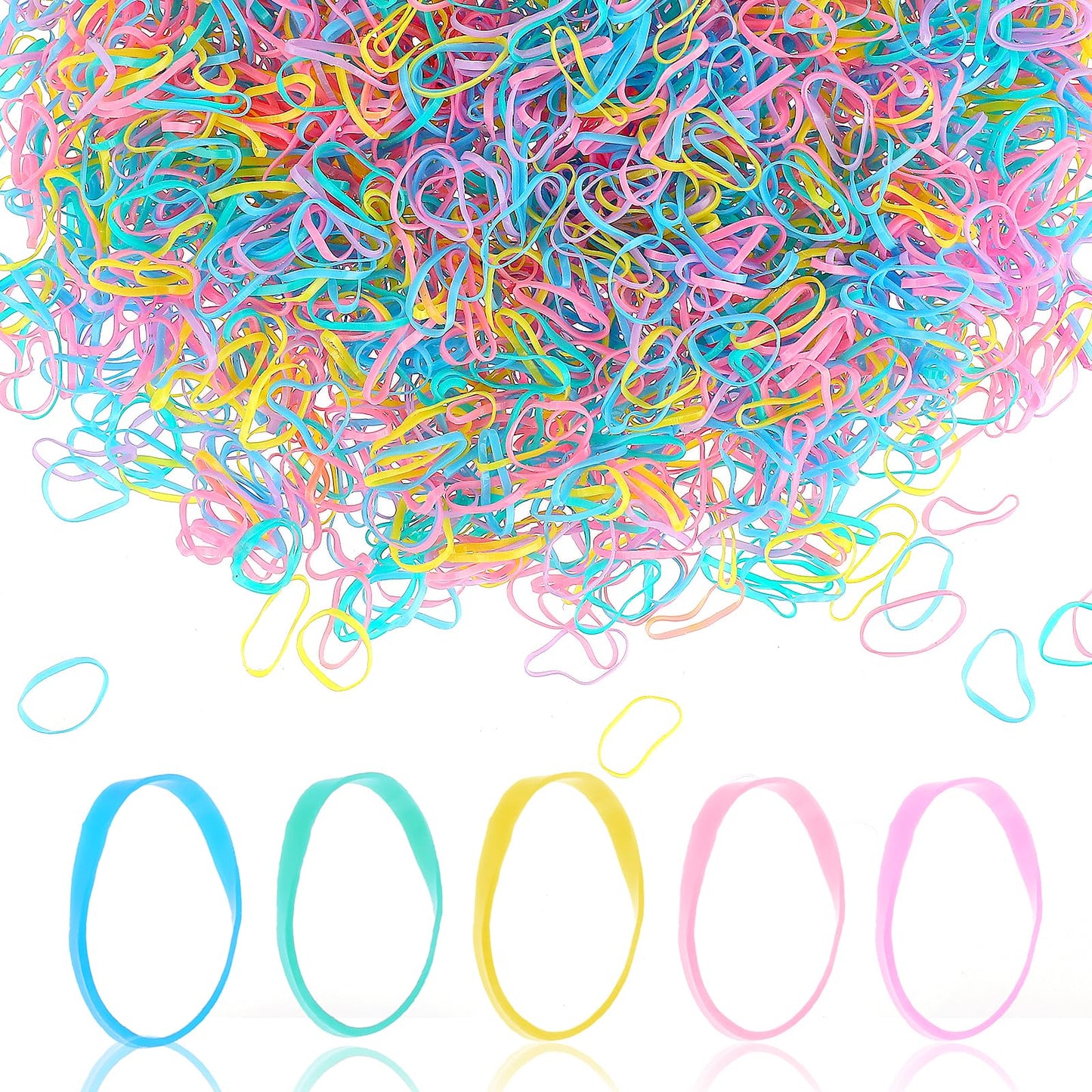 Lusofie 2500Pcs Colorful Hair Elastic Bands Small Clear Elastic Hair Bands Soft Baby Elastic Hair Ties Hair Bands for Girls, Kids, Braids Hair, Wedding Hairstyle