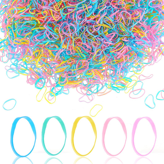 Lusofie 2500Pcs Colorful Hair Elastic Bands Small Clear Elastic Hair Bands Soft Baby Elastic Hair Ties Hair Bands for Girls, Kids, Braids Hair, Wedding Hairstyle