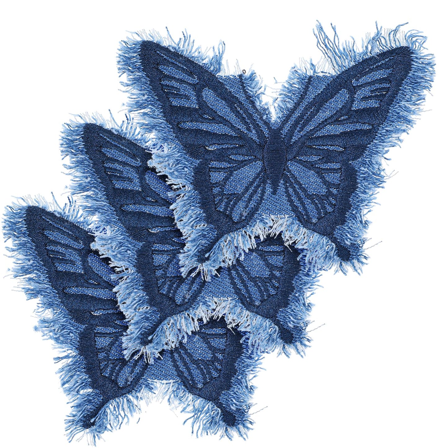 3Pcs Denim Butterfly Iron Patches for Clothing - Embroidery Patch Iron on Patches for Jeans with Fringe - Applique Patch for Repair Decoration On Jeans Jackets Bags