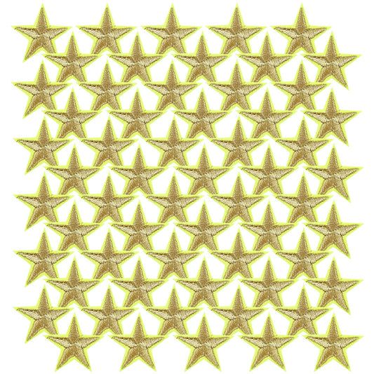 Lusofie 60Pcs Star Iron On Patches Golden Sew on Star Patches Embroidered Patches Iron On Patches for Hats Clothes Jackets Pants and Backpacks Decoration Repair