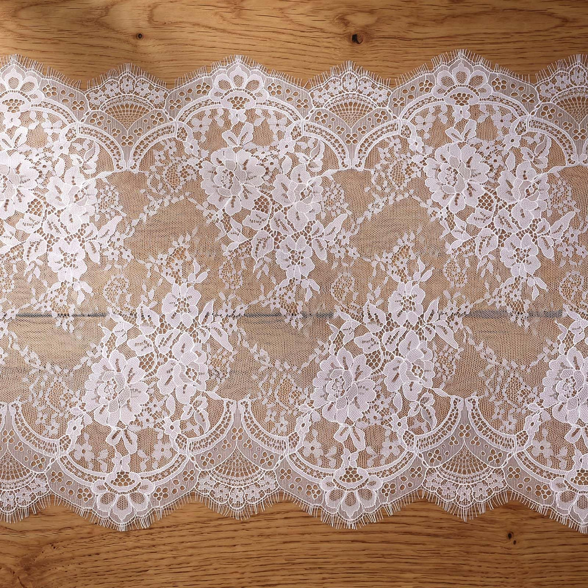 White Lace Fabric 15.75" Wide 3 Yard Floral Embroidered Lace Fabric Eyelash